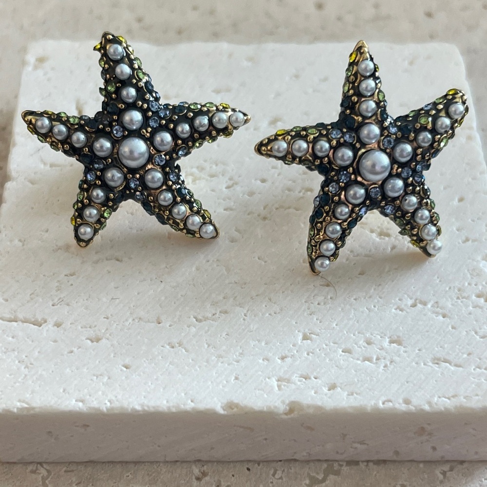 Swarovski Starfish Earrings Crystal Pearl Ocean Stud Statement Jewelry